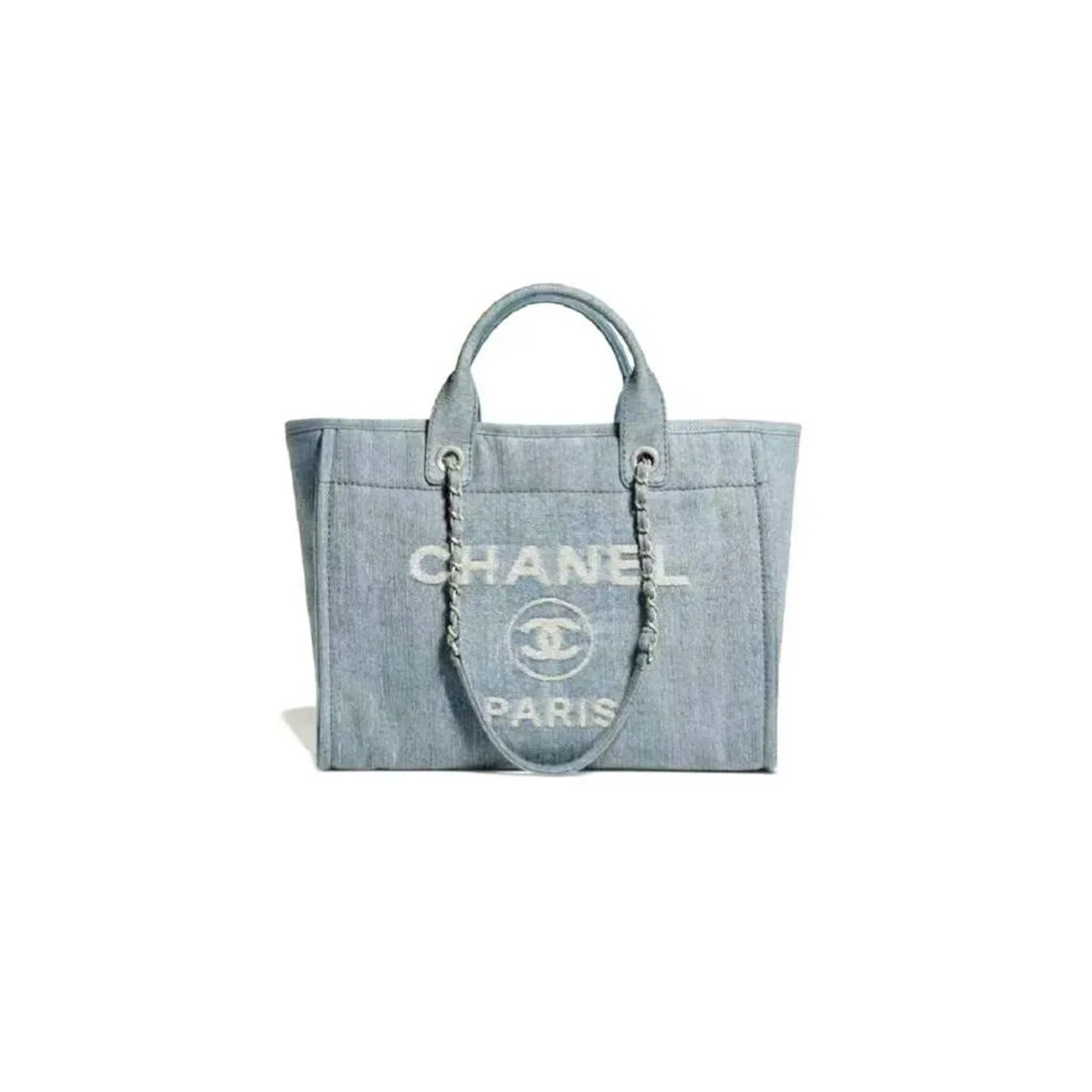 Ch*el master medium denim 23s shopping bag light blue as3351 (33*27*15cm)